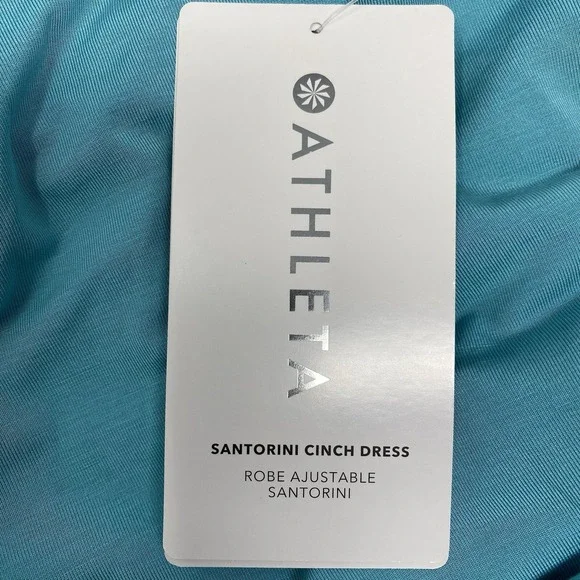 Athleta Santorini Cinch Dress Womens 3X Aqua Blue Modal Blend Sleeveless Midi - Picture 7 of 10